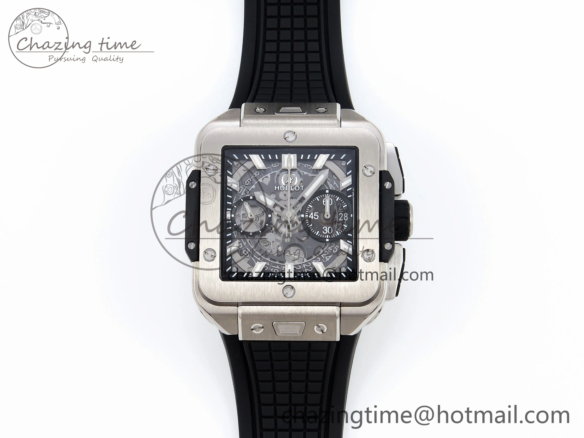 Square Bang Unico 42mm Titanium BBF 1:1 Best Edition Skeleton Dial on Black Rubber Strap A1280