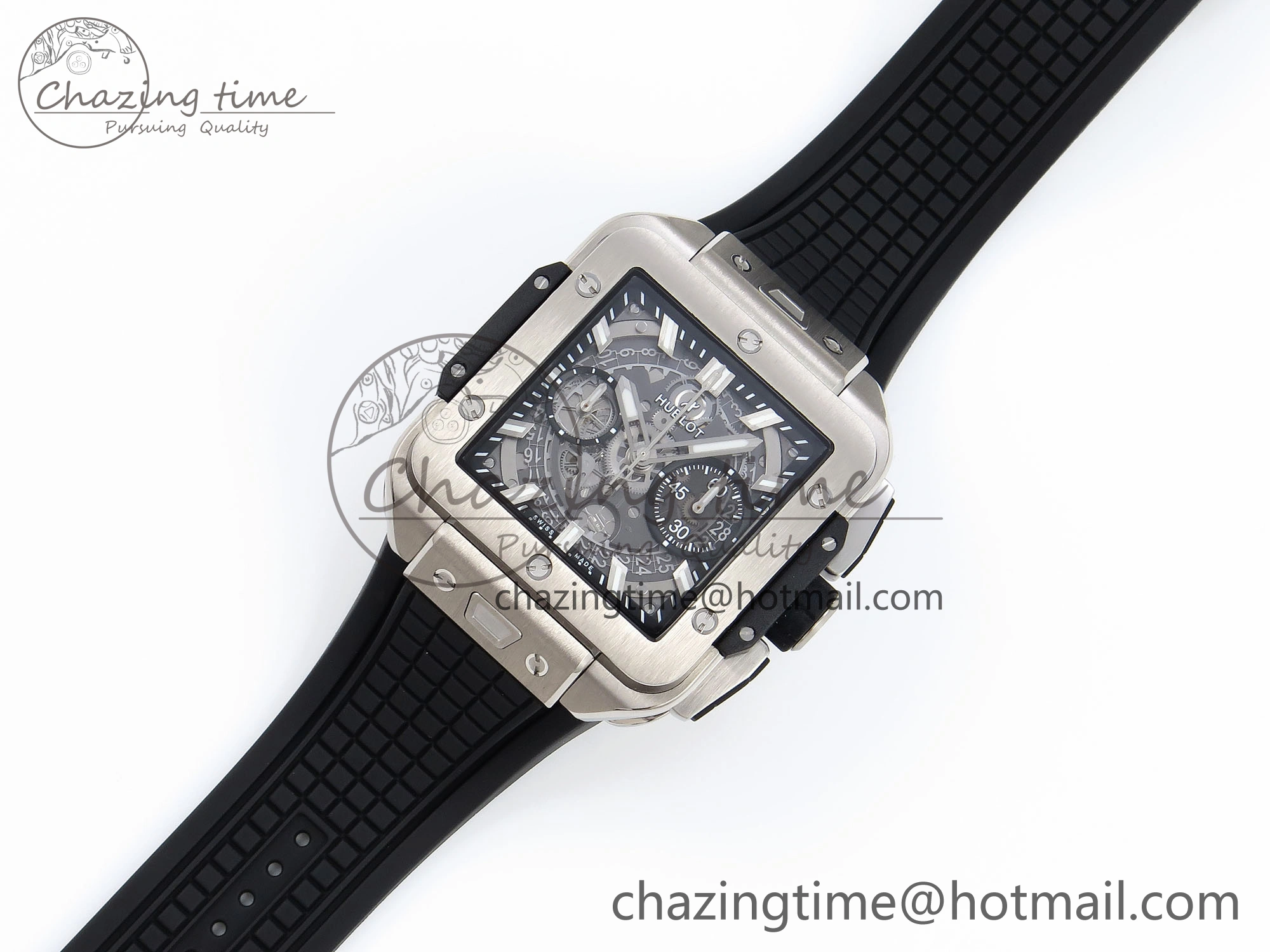 Square Bang Unico 42mm Titanium BBF 1:1 Best Edition Skeleton Dial on Black Rubber Strap A1280