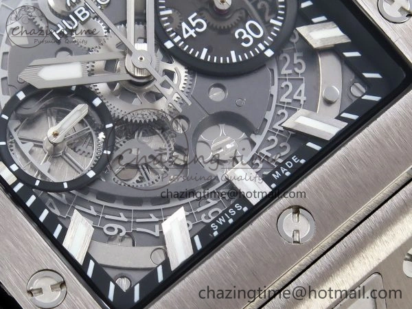 Square Bang Unico 42mm Titanium BBF 1:1 Best Edition Skeleton Dial on Black Rubber Strap A1280