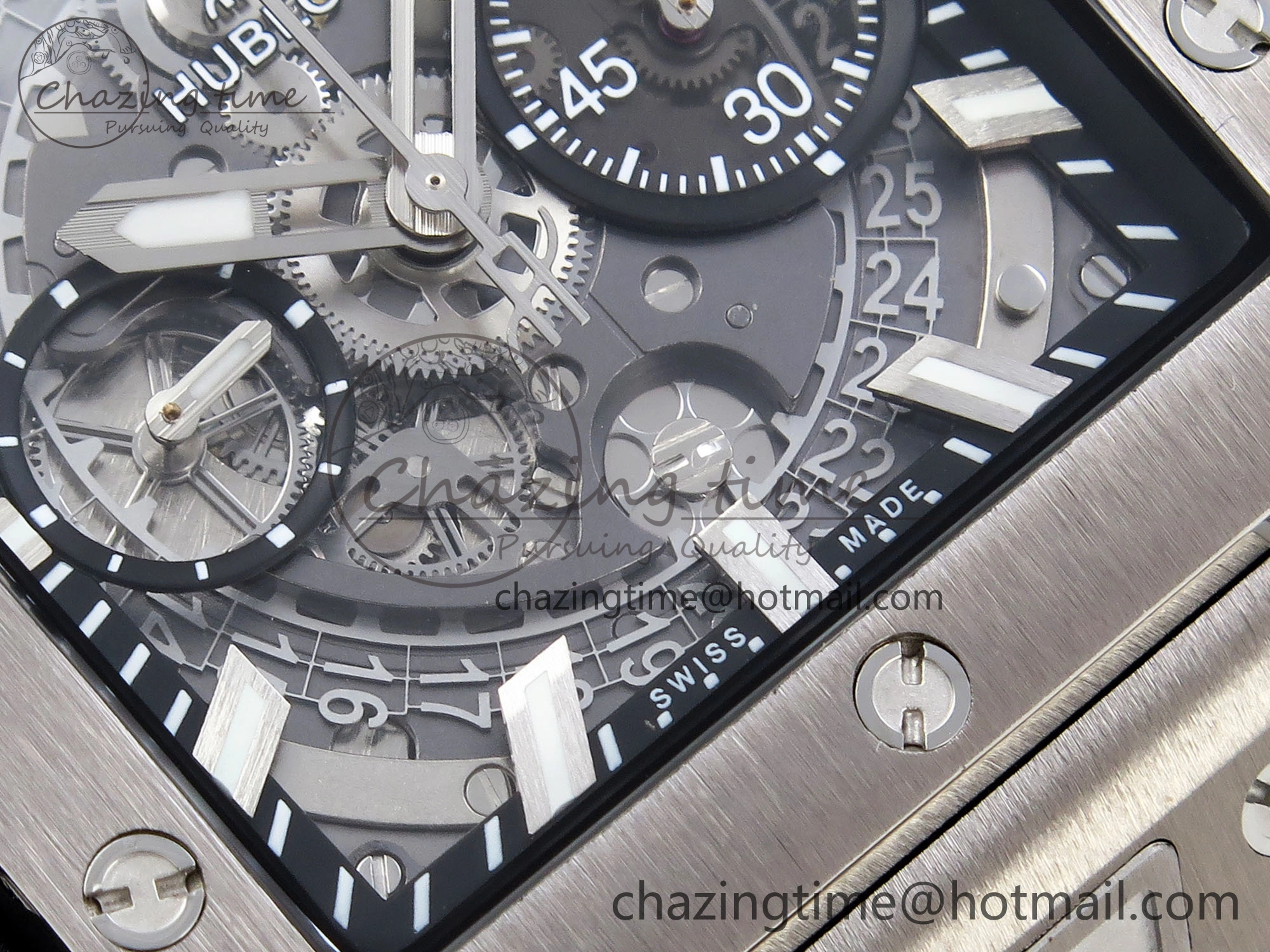 Square Bang Unico 42mm Titanium BBF 1:1 Best Edition Skeleton Dial on Black Rubber Strap A1280