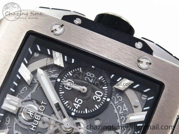 Square Bang Unico 42mm Titanium BBF 1:1 Best Edition Skeleton Dial on Black Rubber Strap A1280