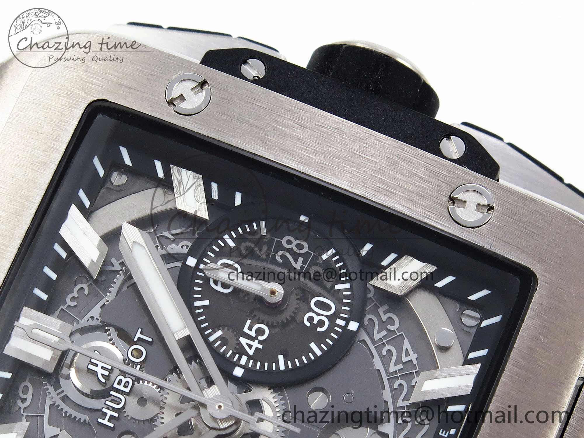 Square Bang Unico 42mm Titanium BBF 1:1 Best Edition Skeleton Dial on Black Rubber Strap A1280