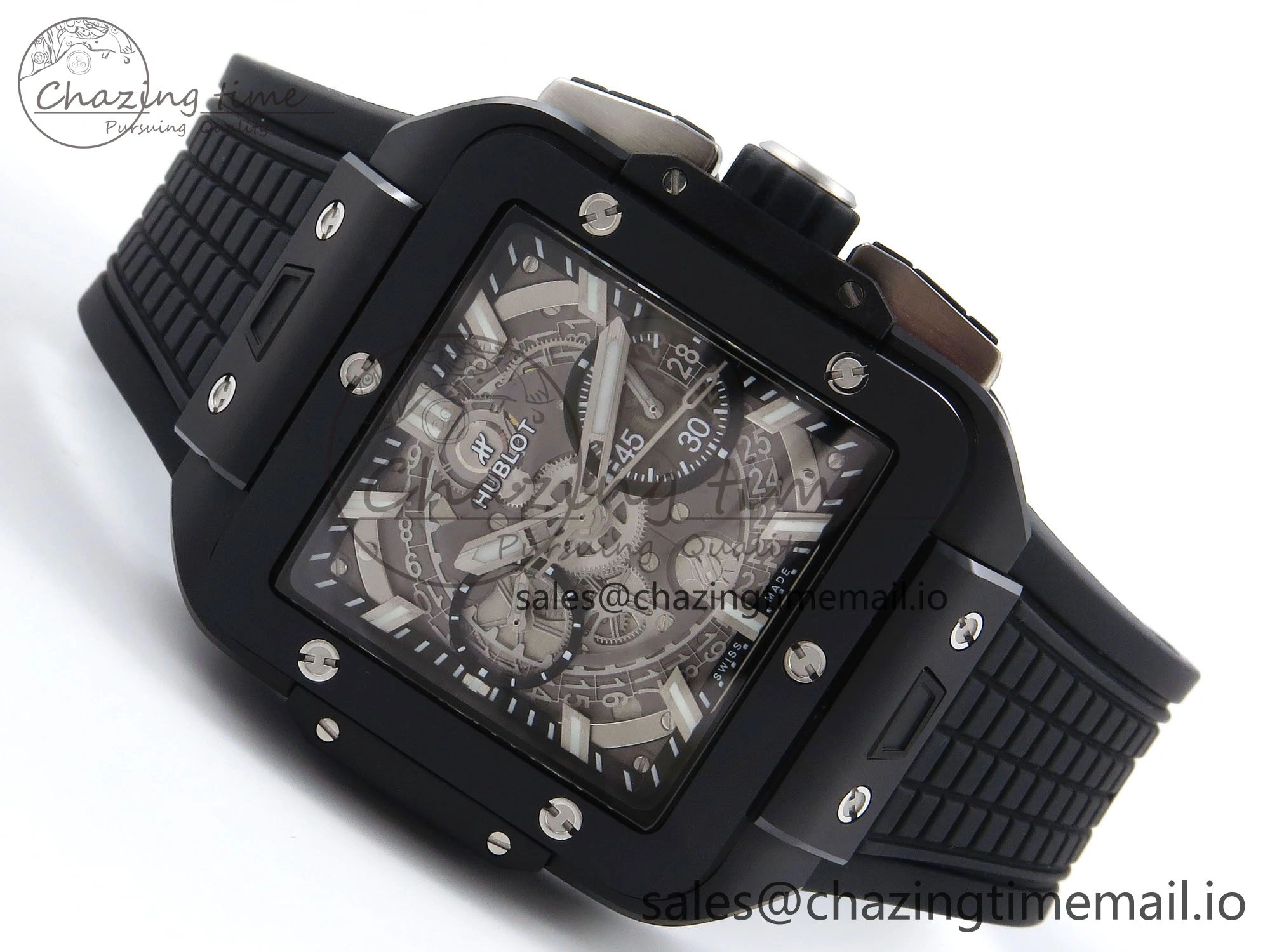 Square Bang Unico Black Ceramic BBF 1:1 Best Edition on Rubber Strap A1280