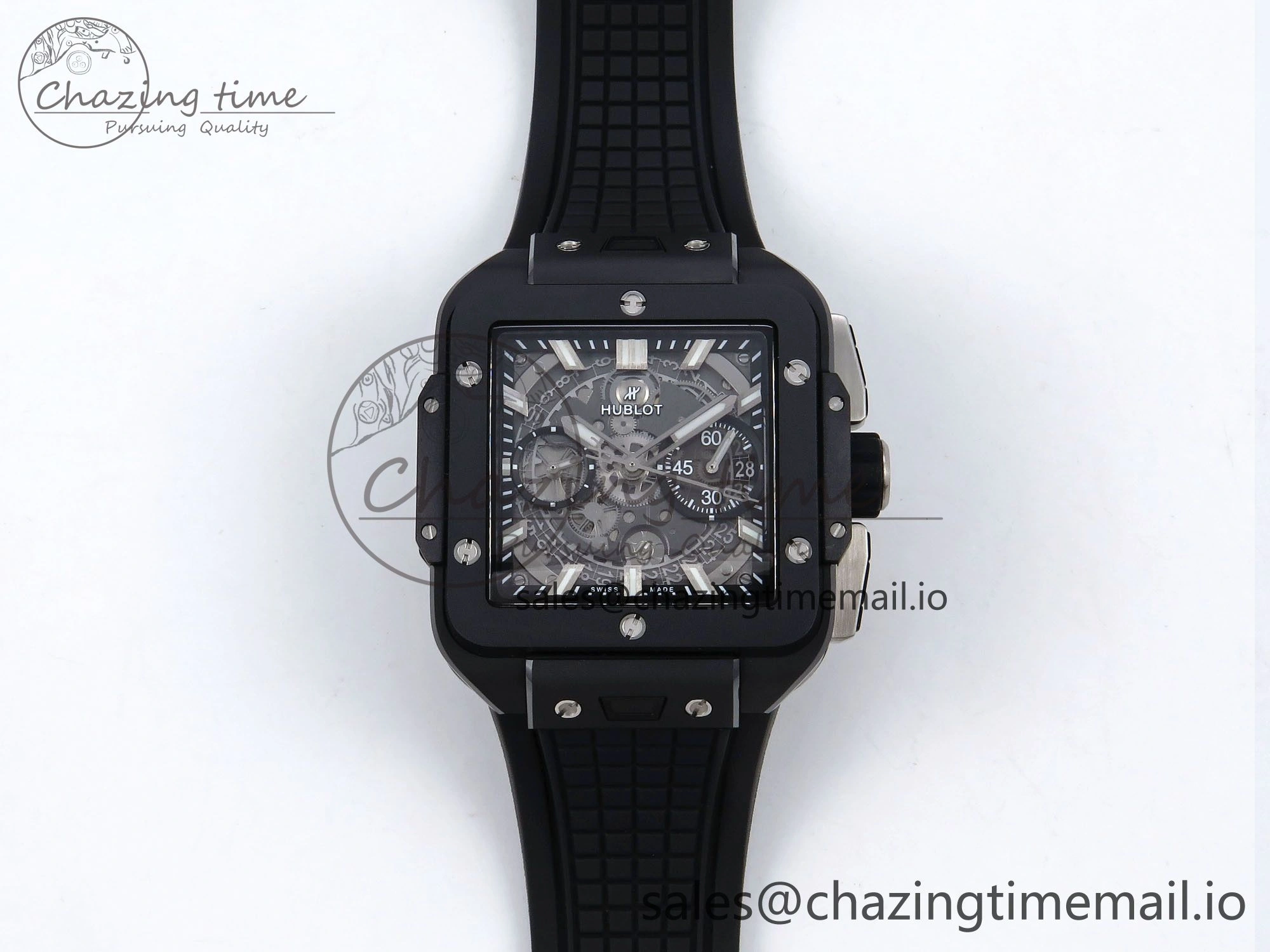 Square Bang Unico Black Ceramic BBF 1:1 Best Edition on Rubber Strap A1280