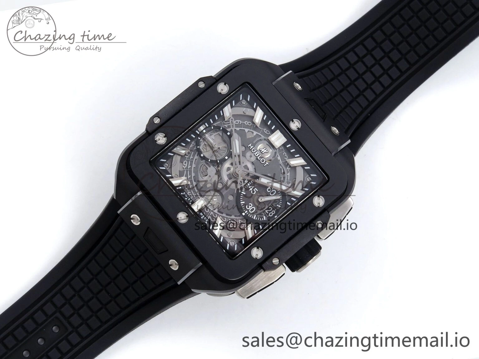 Square Bang Unico Black Ceramic BBF 1:1 Best Edition on Rubber Strap A1280