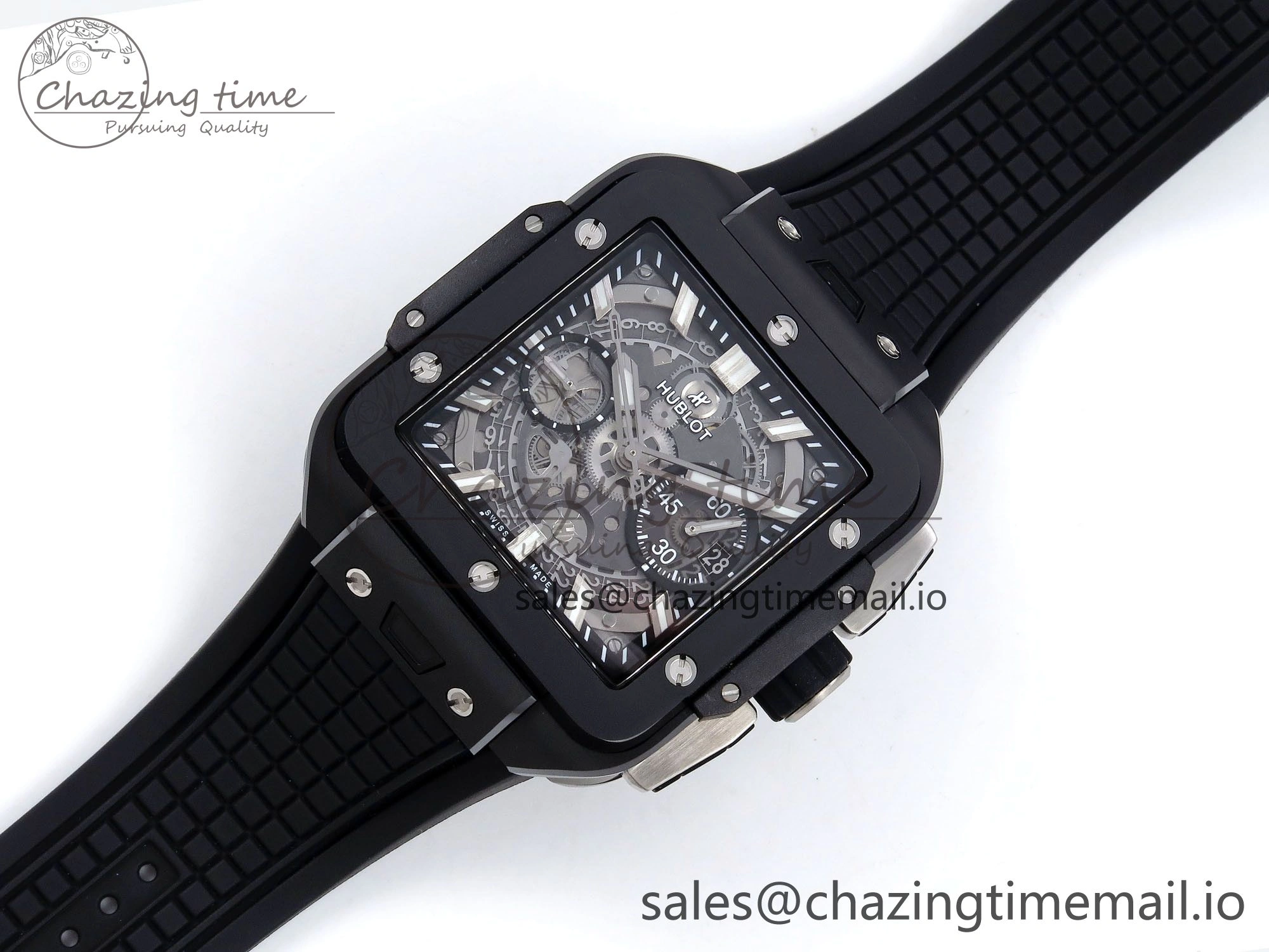 Square Bang Unico Black Ceramic BBF 1:1 Best Edition on Rubber Strap A1280
