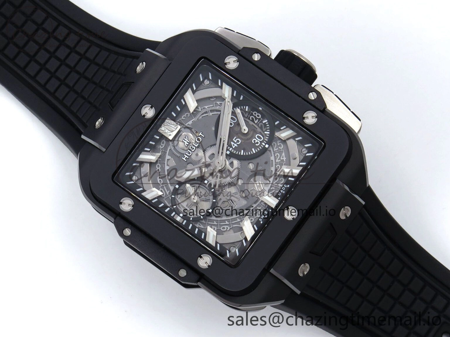 Square Bang Unico Black Ceramic BBF 1:1 Best Edition on Rubber Strap A1280