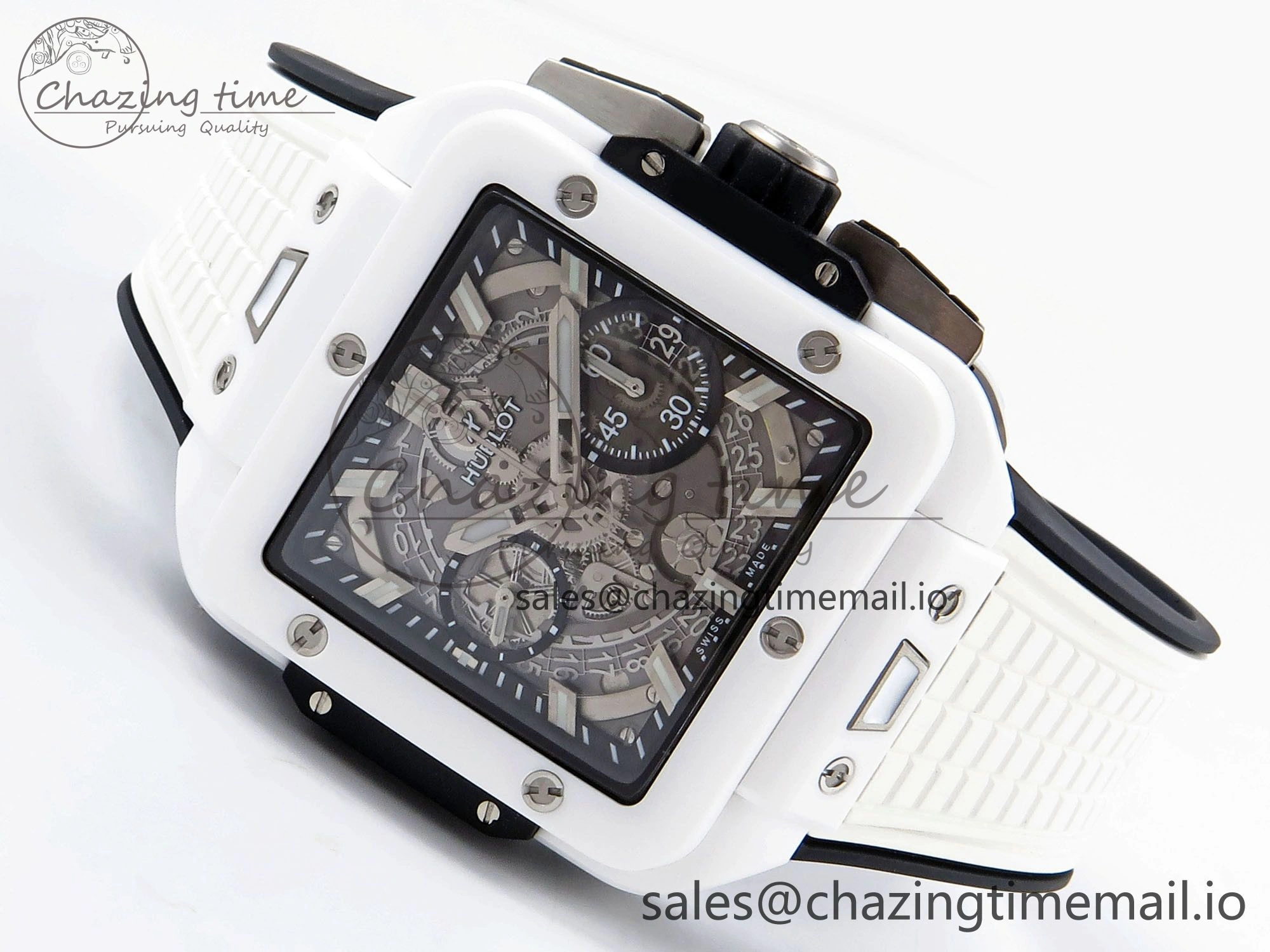Square Bang Unico White Ceramic BBF 1:1 Best Edition on Rubber Strap A1280