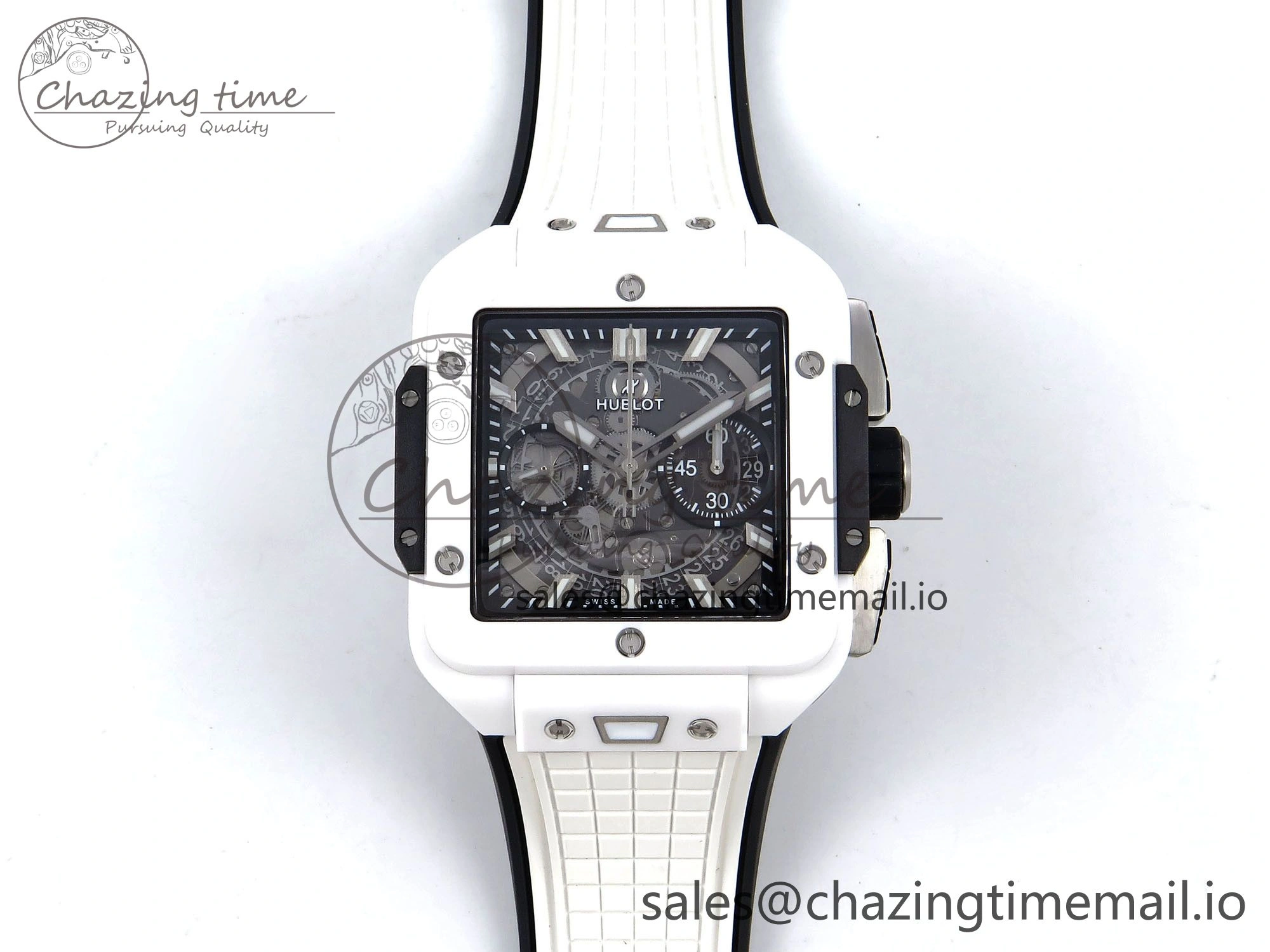 Square Bang Unico White Ceramic BBF 1:1 Best Edition on Rubber Strap A1280