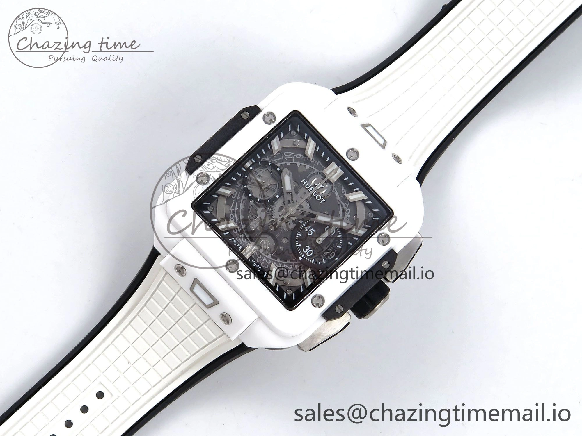 Square Bang Unico White Ceramic BBF 1:1 Best Edition on Rubber Strap A1280