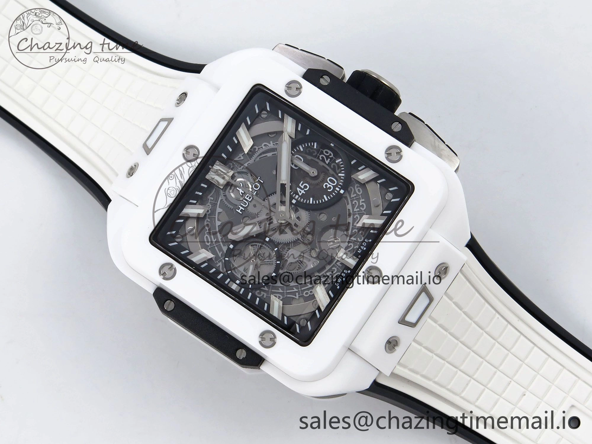 Square Bang Unico White Ceramic BBF 1:1 Best Edition on Rubber Strap A1280