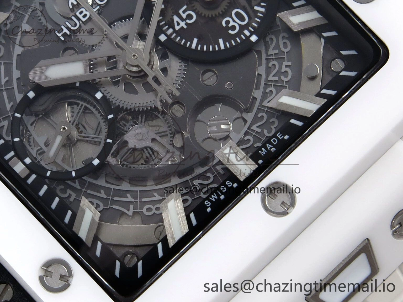 Square Bang Unico White Ceramic BBF 1:1 Best Edition on Rubber Strap A1280