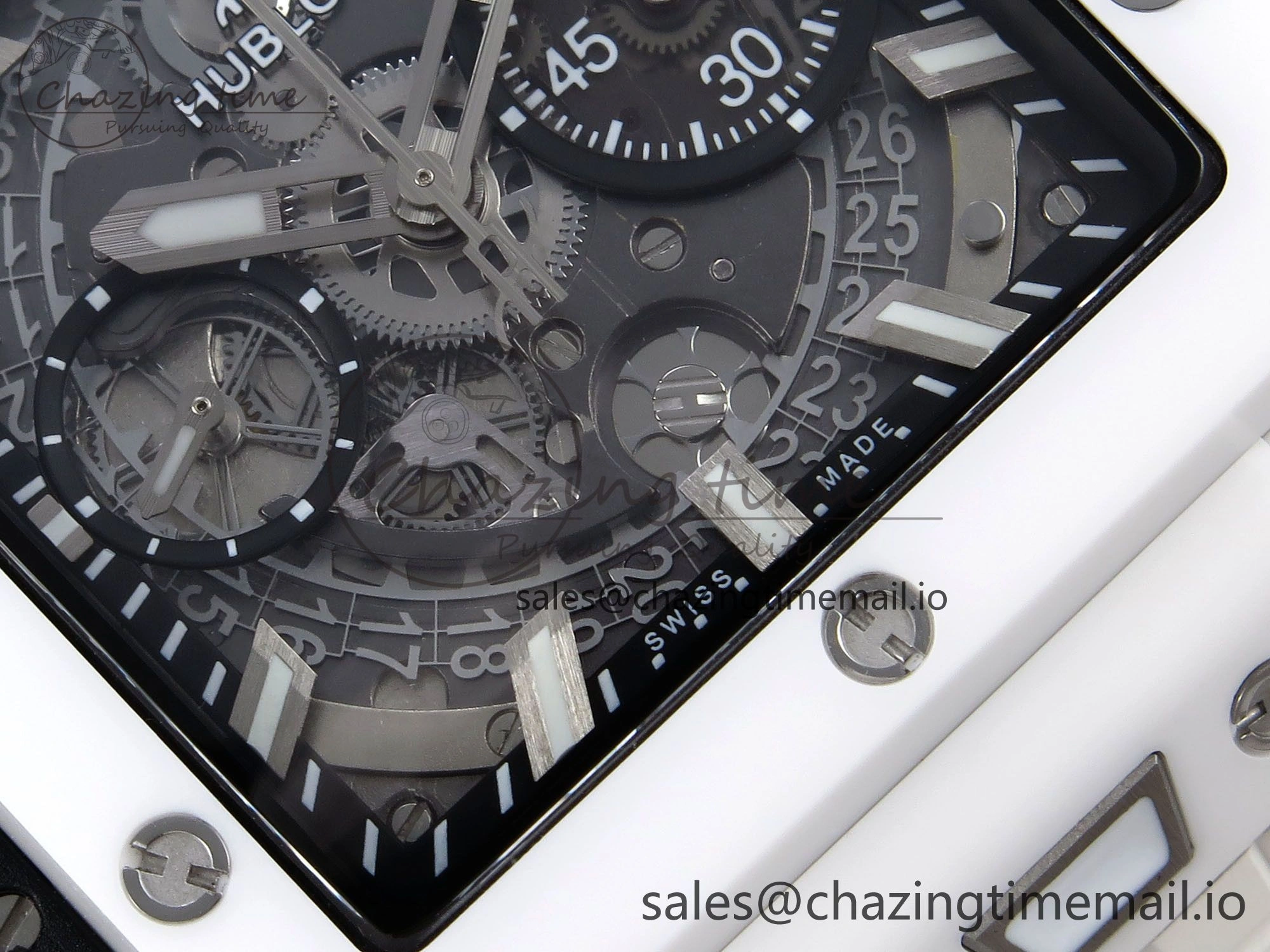Square Bang Unico White Ceramic BBF 1:1 Best Edition on Rubber Strap A1280