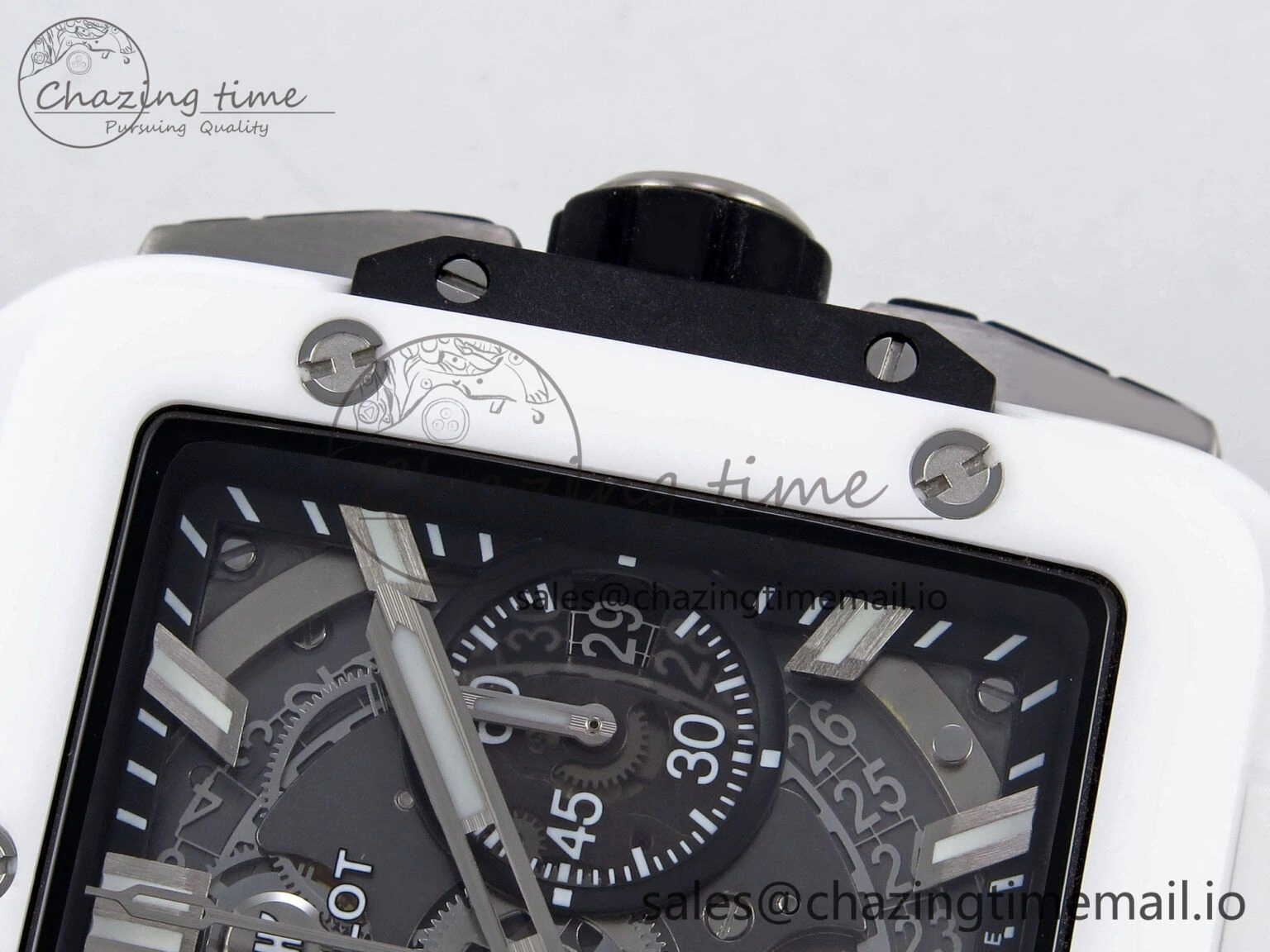 Square Bang Unico White Ceramic BBF 1:1 Best Edition on Rubber Strap A1280
