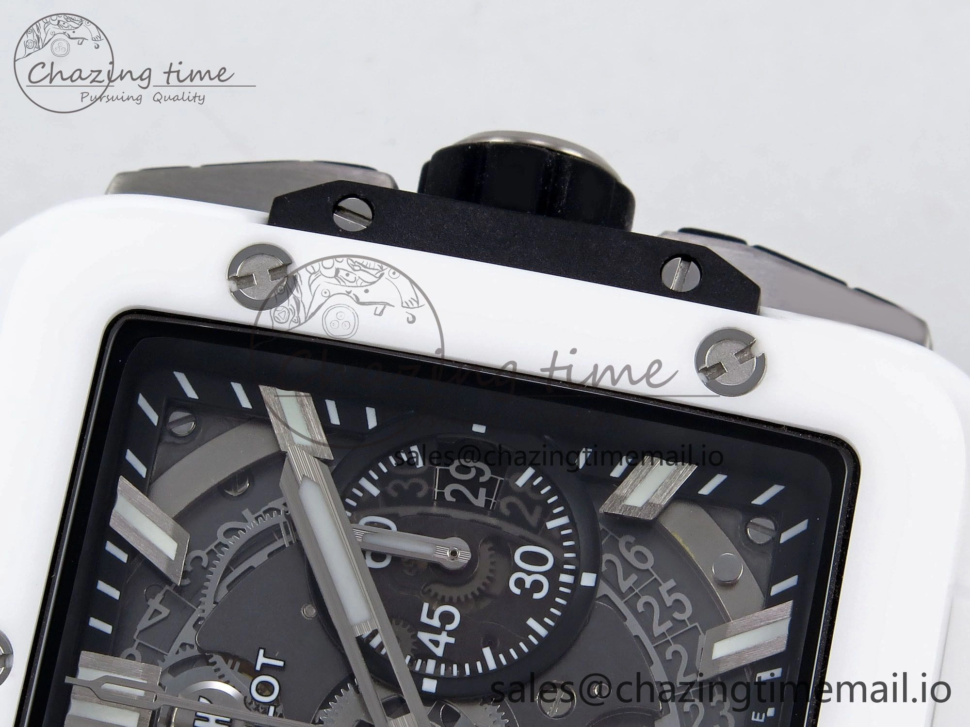 Square Bang Unico White Ceramic BBF 1:1 Best Edition on Rubber Strap A1280