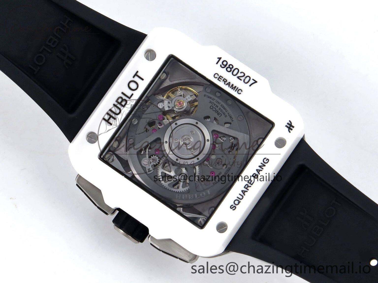 Square Bang Unico White Ceramic BBF 1:1 Best Edition on Rubber Strap A1280