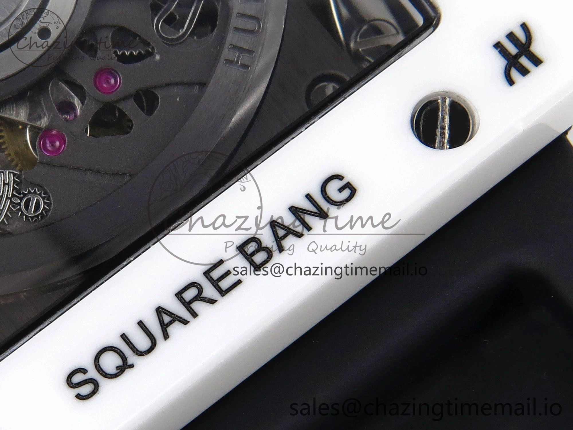 Square Bang Unico White Ceramic BBF 1:1 Best Edition on Rubber Strap A1280