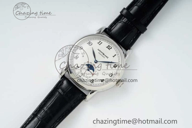 Star Legacy Moonphase 42mm SS 3EF Best Edition White Dial on Black Leather Strap MIYOTA 9015