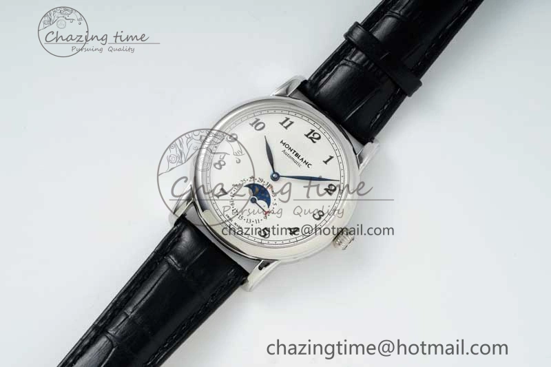 Star Legacy Moonphase 42mm SS 3EF Best Edition White Dial on Black Leather Strap MIYOTA 9015