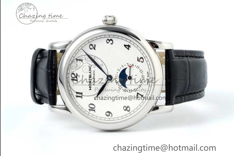 Star Legacy Moonphase 42mm SS 3EF Best Edition White Dial on Black Leather Strap MIYOTA 9015