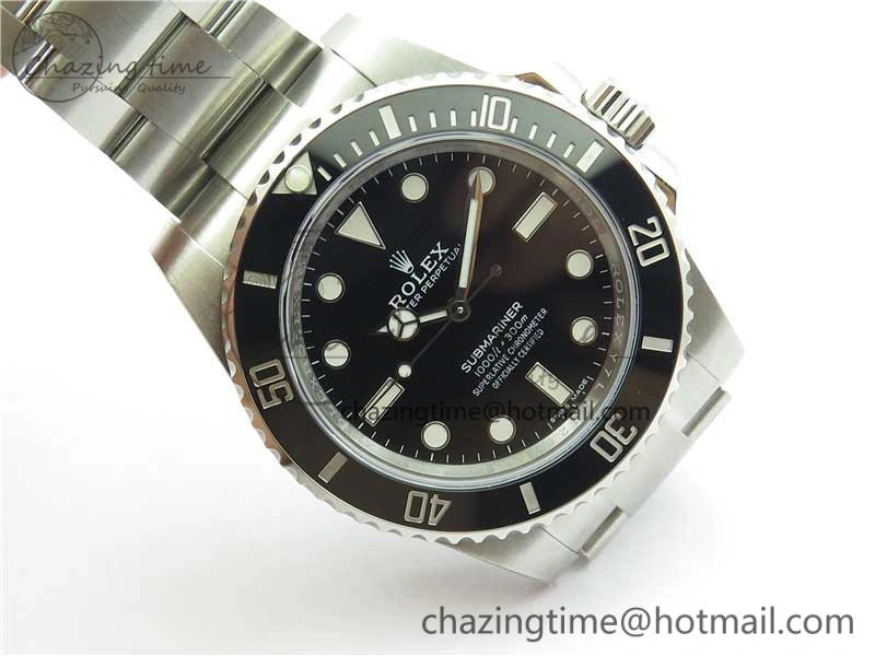 Submariner 114060 No Date Black Ceramic ZZF 904L 1:1 Best Edition on SS Bracelet VR3130 V3
