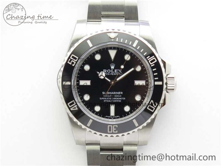 Submariner 114060 No Date Black Ceramic ZZF 904L 1:1 Best Edition on SS Bracelet VR3130 V3