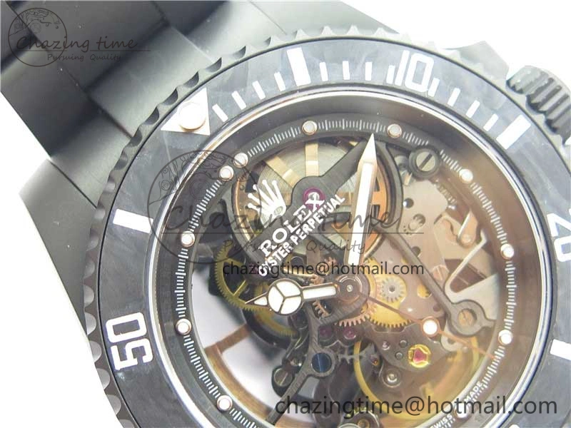 Submariner 116610 Andrea Pirlo DLC ROF Best Edition Carbon Bezel on Skeleton DIal SA3130