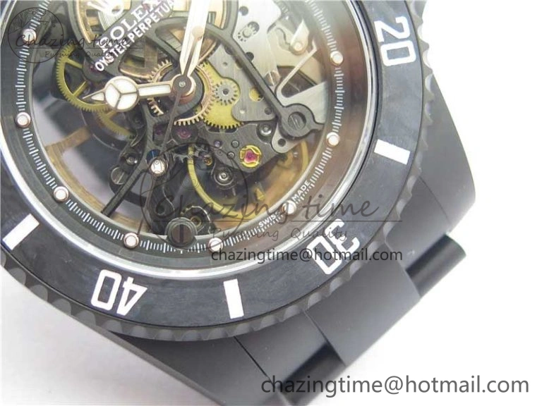 Submariner 116610 Andrea Pirlo DLC ROF Best Edition Carbon Bezel on Skeleton DIal SA3130