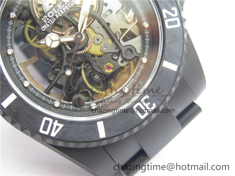 Submariner 116610 Andrea Pirlo DLC ROF Best Edition Carbon Bezel on Skeleton DIal SA3130