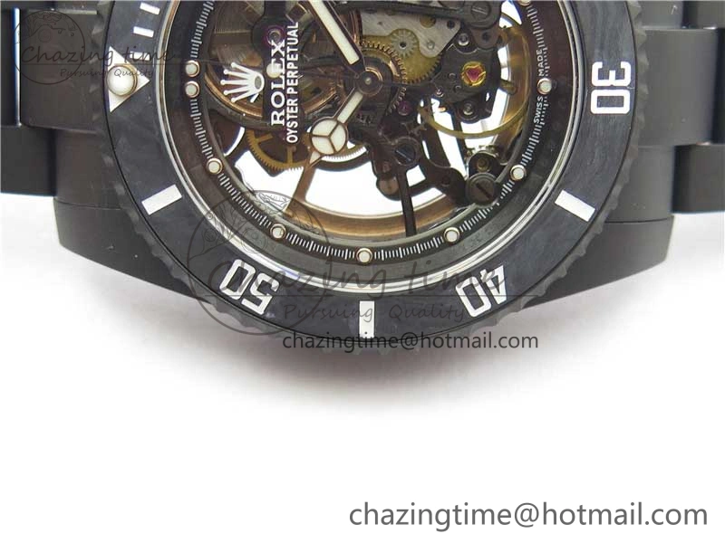 Submariner 116610 Andrea Pirlo DLC ROF Best Edition Carbon Bezel on Skeleton DIal SA3130