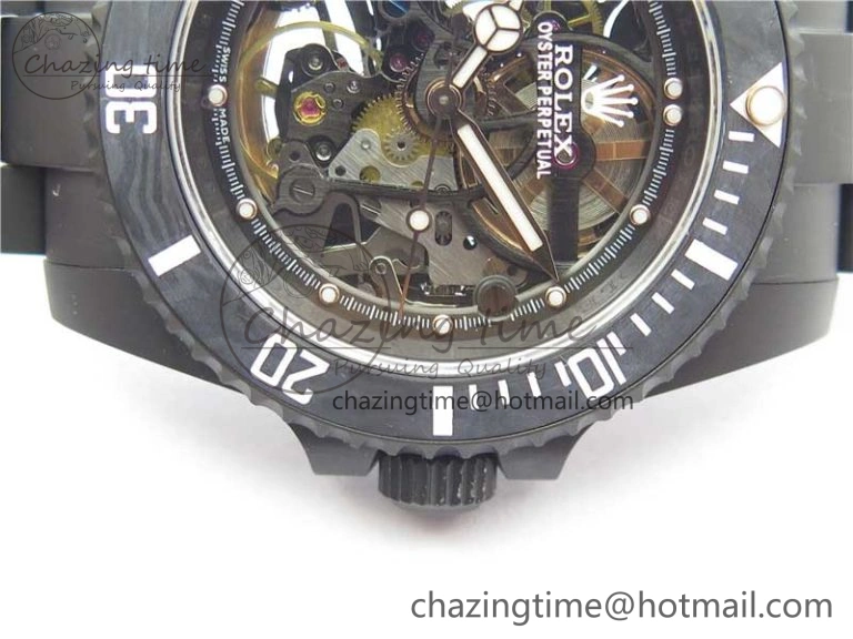 Submariner 116610 Andrea Pirlo DLC ROF Best Edition Carbon Bezel on Skeleton DIal SA3130