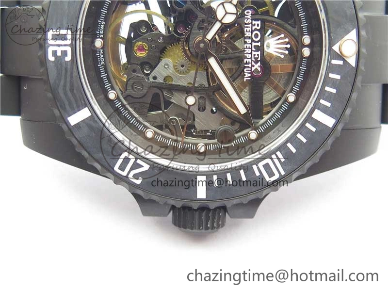 Submariner 116610 Andrea Pirlo DLC ROF Best Edition Carbon Bezel on Skeleton DIal SA3130