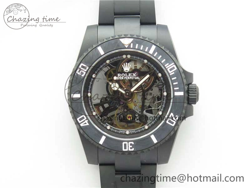 Submariner 116610 Andrea Pirlo DLC ROF Best Edition Carbon Bezel on Skeleton DIal SA3130