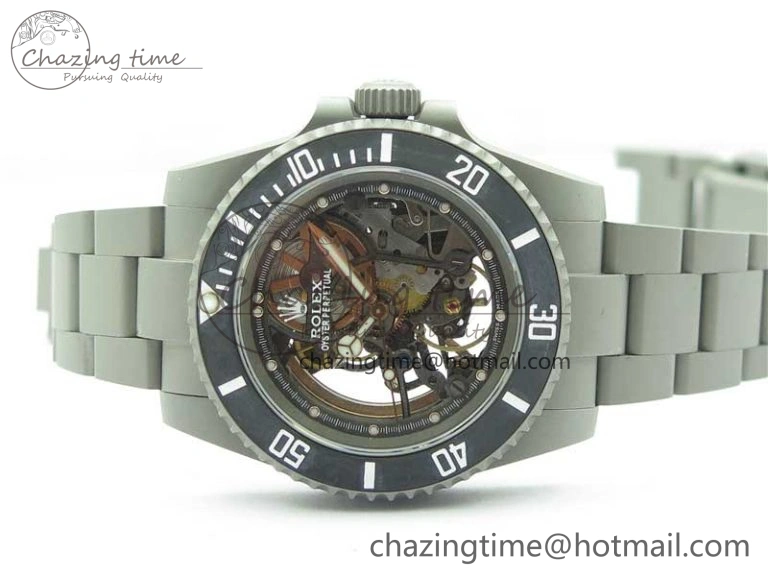 Submariner 116610 Andrea Pirlo Sandblasted ROF Best Edition Carbon Bezel on Skeleton DIal SA3130