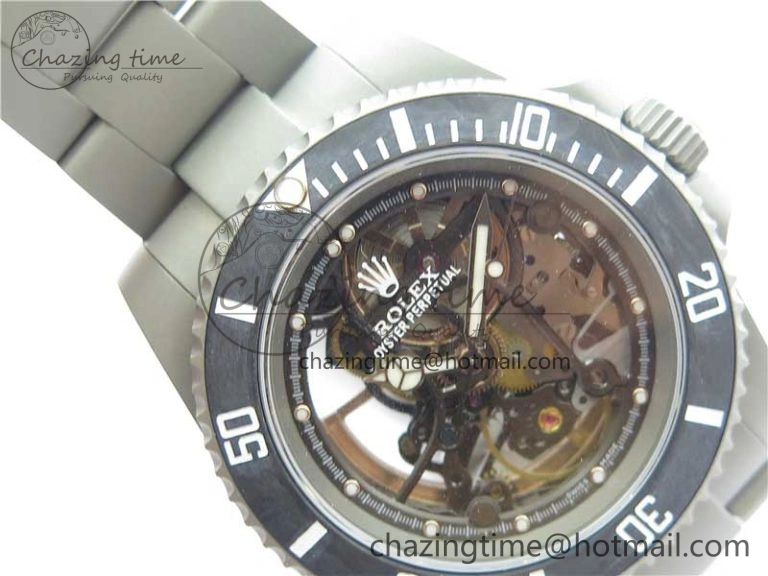 Submariner 116610 Andrea Pirlo Sandblasted ROF Best Edition Carbon Bezel on Skeleton DIal SA3130