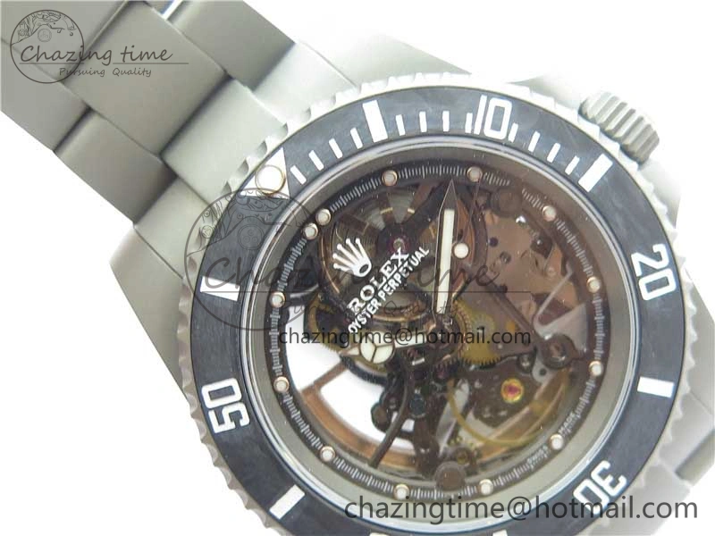 Submariner 116610 Andrea Pirlo Sandblasted ROF Best Edition Carbon Bezel on Skeleton DIal SA3130