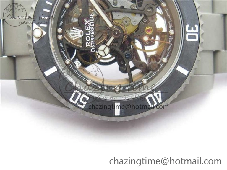 Submariner 116610 Andrea Pirlo Sandblasted ROF Best Edition Carbon Bezel on Skeleton DIal SA3130