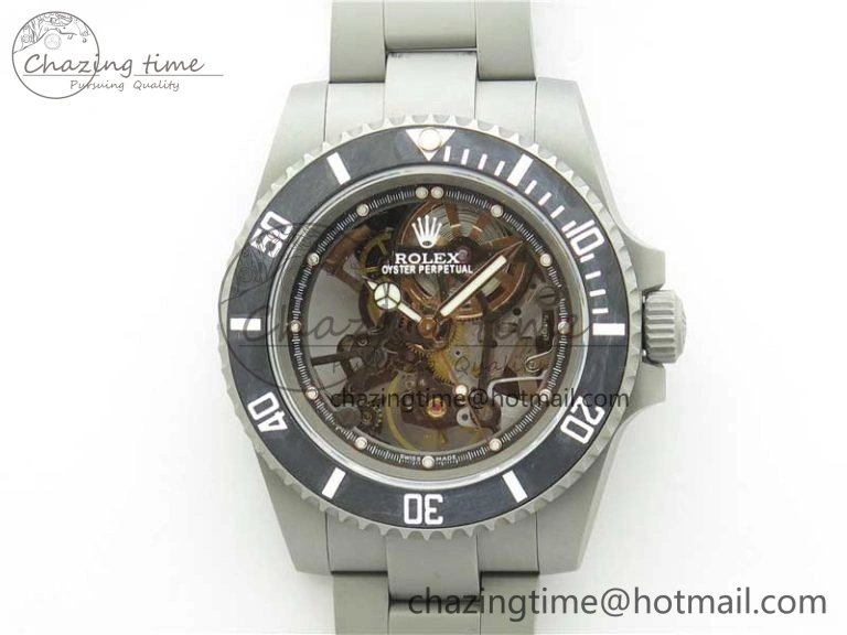 Submariner 116610 Andrea Pirlo Sandblasted ROF Best Edition Carbon Bezel on Skeleton DIal SA3130