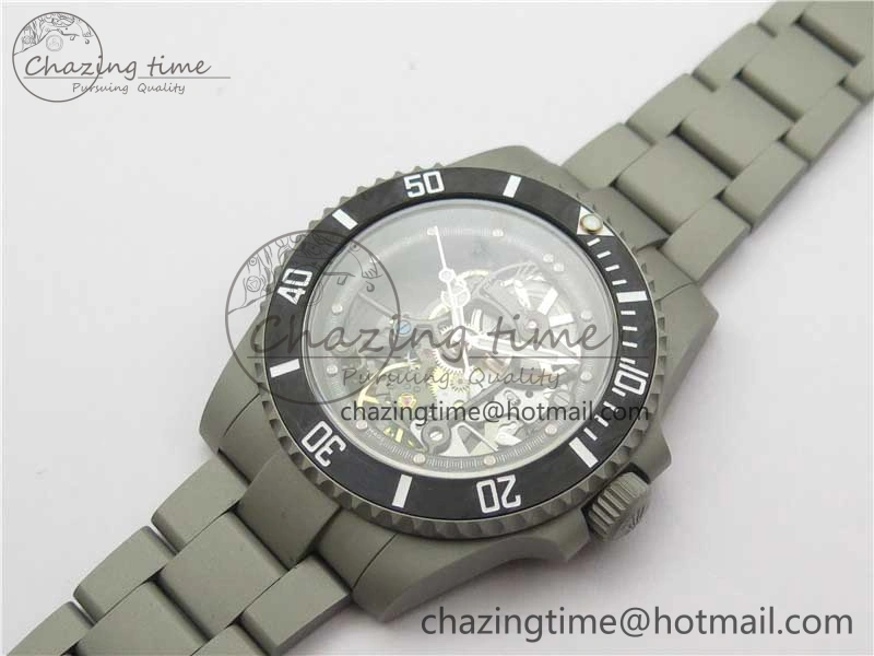 Submariner 116610 Andrea Pirlo Sandblasted ROF Best Edition Carbon Bezel on Skeleton DIal SA3130