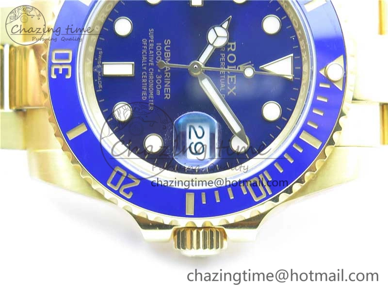 Submariner 116610 LB ROF Best Edition YG Wrapped Blue Dial on YG Wrapped Bracelet A2836