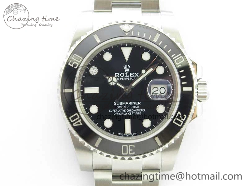 Submariner 116610 LN Black Ceramic ZZF 904L 1:1 Best Edition on SS Bracelet A2836