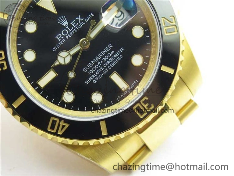 Submariner 116610 LN ROF Best Edition YG Wrapped Black Dial on YG Wrapped Bracelet A2836