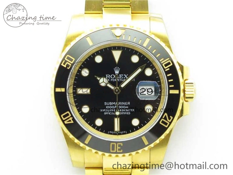 Submariner 116610 LN ROF Best Edition YG Wrapped Black Dial on YG Wrapped Bracelet A2836