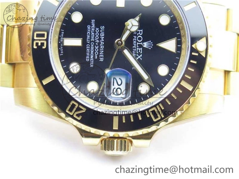 Submariner 116610 LN ROF Best Edition YG Wrapped Black Dial on YG Wrapped Bracelet A2836