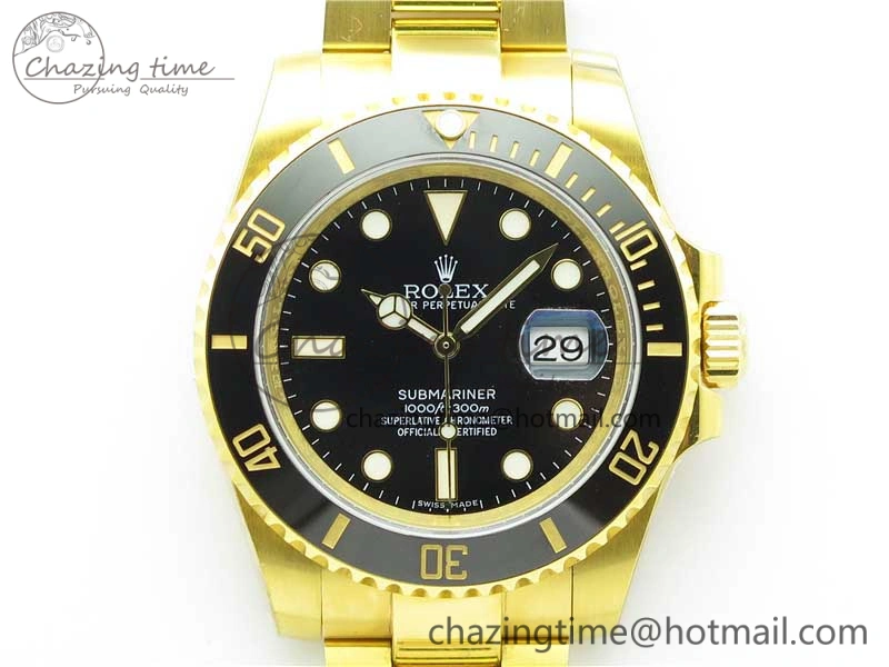 Submariner 116610 LN ROF Best Edition YG Wrapped Black Dial on YG Wrapped Bracelet A2836