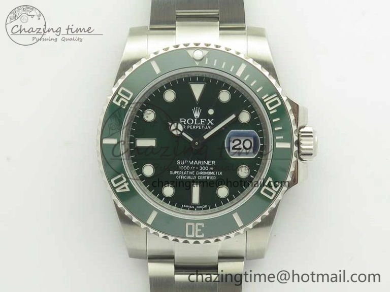 Submariner 116610 LV Green Ceramic DJF 1:1 Best Edition on SS Bracelet SA3135( Free R Cover)