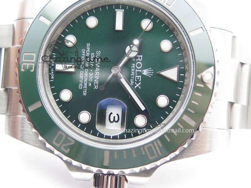 Submariner 116610 LV Green Ceramic JF 1:1 Best Edition On SS Bracelet A2836 V3