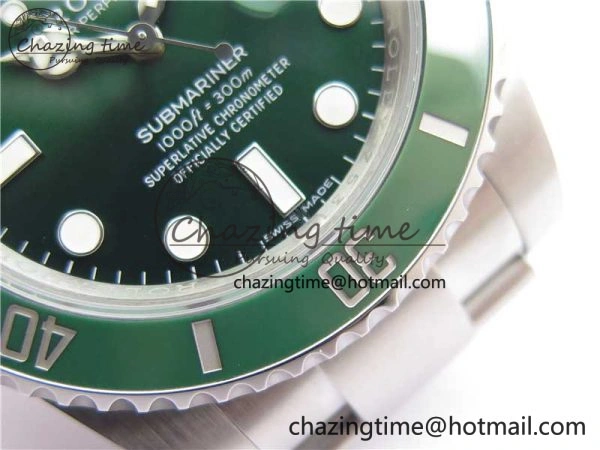 Submariner 116610 LV Green Ceramic Noob 1:1 Best Edition 904L SS Case and Bracelet VR3135 V12