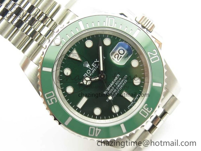 Submariner 116610 LV Green Ceramic V9F 904L 1:1 Best Edition on SS Jubilee Bracelet SA3135
