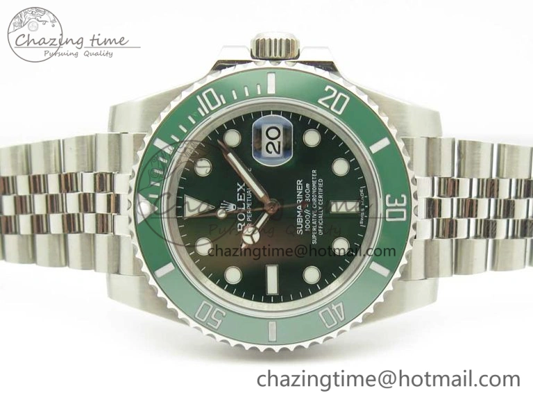Submariner 116610 LV Green Ceramic V9F 904L 1:1 Best Edition on SS Jubilee Bracelet SA3135
